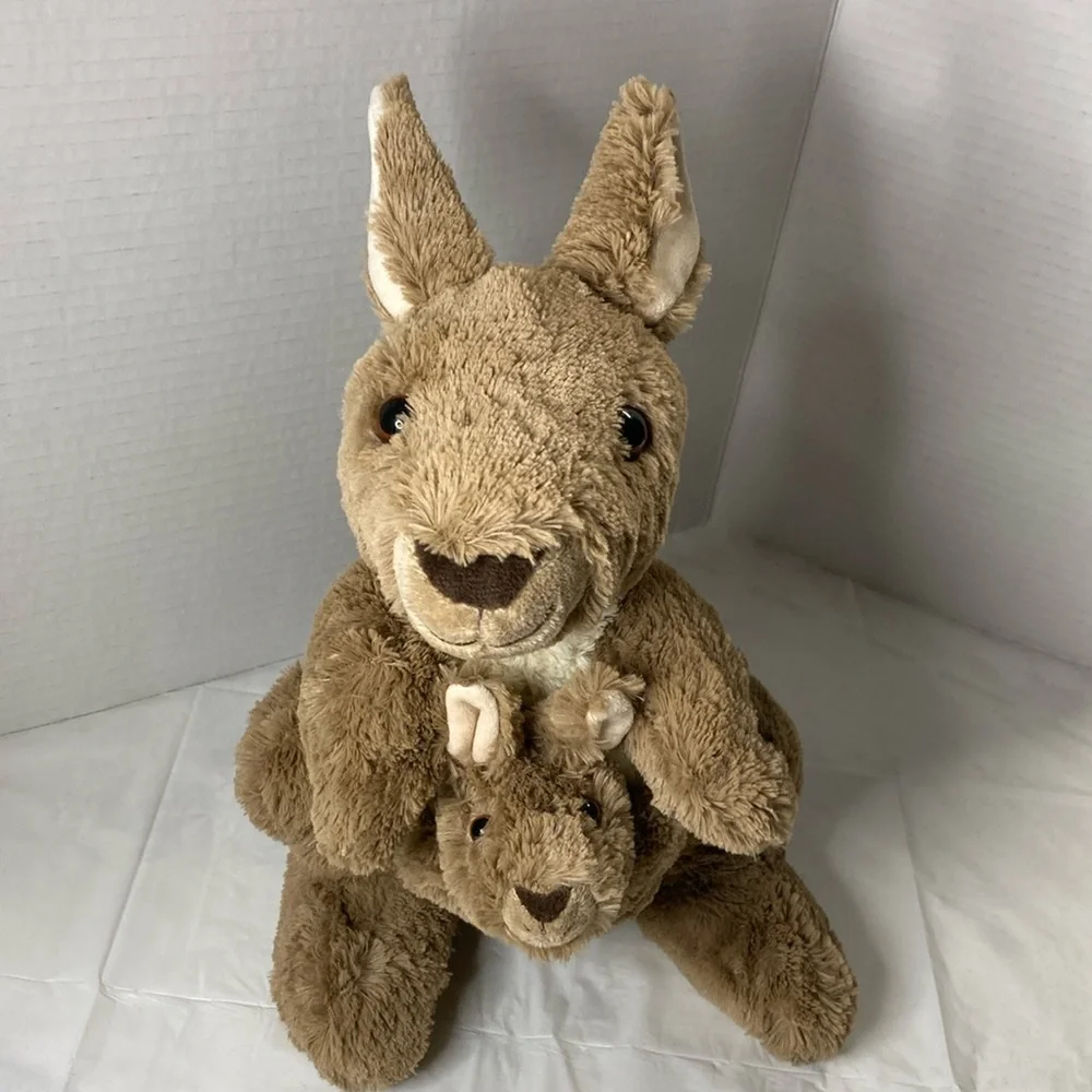 Wild Republic Kangaroo and Baby Joey in Pouch Plush Stuffed Animal Brown & Cream